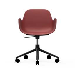 Normann Copenhagen Form Armchair Swivel - 5 Wheel - Gas Lift - Red - Black Legs Shell Colour: Red, Leg Colour: Black - thumbnail 2