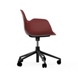 Normann Copenhagen Form Armchair Swivel - 5 Wheel - Gas Lift - Red - Black Legs Shell Colour: Red, Leg Colour: Black - thumbnail 3