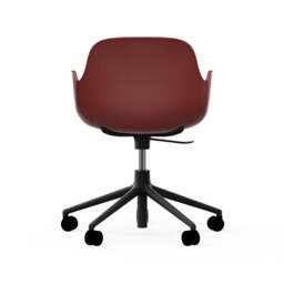 Normann Copenhagen Form Armchair Swivel - 5 Wheel - Gas Lift - Red - Black Legs Shell Colour: Red, Leg Colour: Black - thumbnail 4