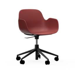 Normann Copenhagen Form Armchair Swivel - 5 Wheel - Gas Lift - Red - Black Legs Shell Colour: Red, Leg Colour: Black