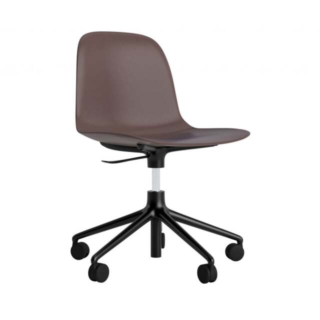 Normann Copenhagen Form Chair Swivel - 5 Wheel - Gas Lift - Brown - Black Legs Shell Colour: Brown, Leg Colour: Black - image 1
