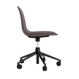 Normann Copenhagen Form Chair Swivel - 5 Wheel - Gas Lift - Brown - Black Legs Shell Colour: Brown, Leg Colour: Black - thumbnail 3