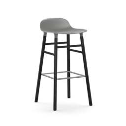 Normann Copenhagen Form Barstool - Wood - 75cm - Grey - Black Oak Legs Shell Colour: Grey, Leg Colour: Black Oak - thumbnail 1