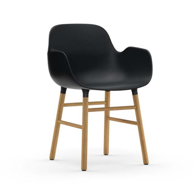 Normann Copenhagen Form Armchair - Black - Oak Legs Shell Colour: Black, Leg Colour: Oak - image 1