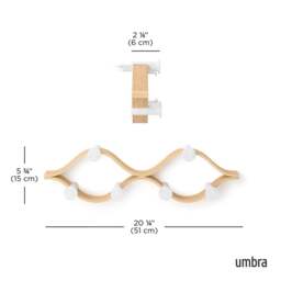 Umbra Montage 6 Hook Coat Rack - White/Natural - thumbnail 4
