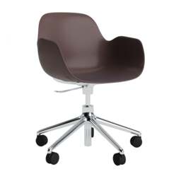 Normann Copenhagen Form Armchair Swivel - 5 Wheel - Gas Lift - Brown - Aluminium Legs Shell Colour: Brown, Leg Colour: Aluminium