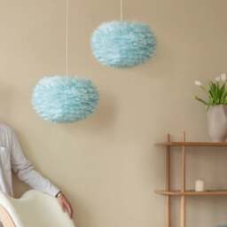 Umage Eos Feather Pendant Shade - Light Blue - Medium - 45cm with White Rosette Cord Set With or Without Cord Set: With White Rosette Cord Set