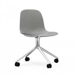 Normann Copenhagen Form Chair Swivel - 4 Wheel - Grey - Aluminium Legs Shell Colour: Grey, Leg Colour: Aluminium