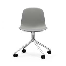 Normann Copenhagen Form Chair Swivel - 4 Wheel - Grey - Aluminium Legs Shell Colour: Grey, Leg Colour: Aluminium - thumbnail 2
