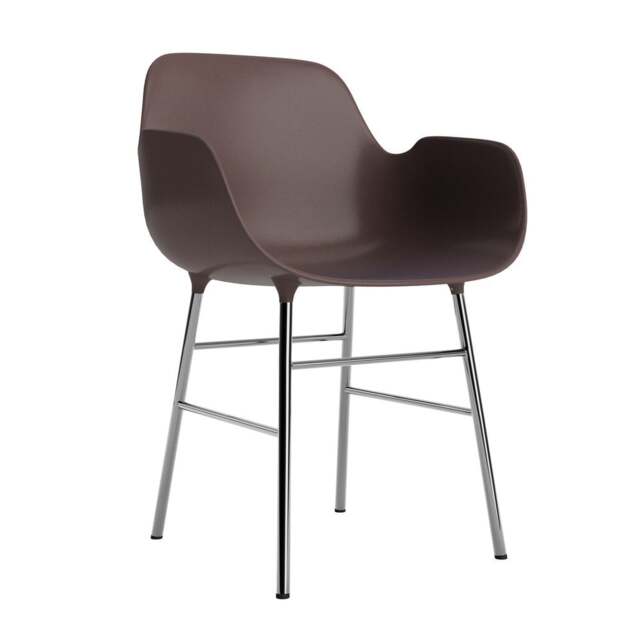 Normann Copenhagen Form Armchair - Brown - Chrome Legs Shell Colour: Brown, Leg Colour: Chrome - image 1