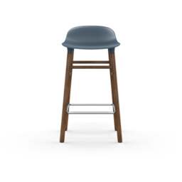 Normann Copenhagen Form Barstool - Wood - 65cm - Blue - Walnut Legs Shell Colour: Blue, Leg Colour: Walnut - thumbnail 2