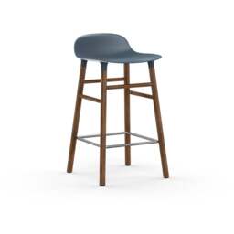 Normann Copenhagen Form Barstool - Wood - 65cm - Blue - Walnut Legs Shell Colour: Blue, Leg Colour: Walnut - thumbnail 1