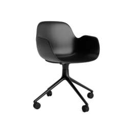 Normann Copenhagen Form Armchair Swivel - 4 Wheel - Black - Black Legs Shell Colour: Black, Leg Colour: Black