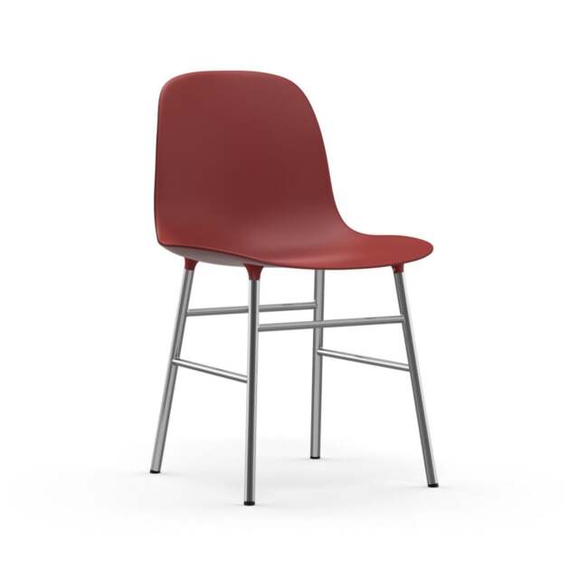 Normann Copenhagen Form Chair - Red - Chrome Legs Shell Colour: Red, Leg Colour: Chrome - image 1