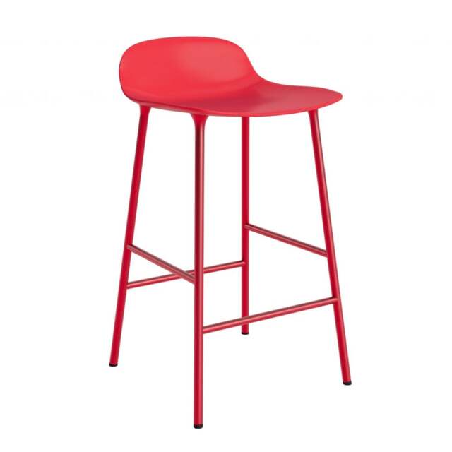 Normann Copenhagen Form Barstool - 65cm - Bright Red - Bright Red Legs Shell Colour: Bright Red, Leg Colour: Matching Shell Colour - image 1