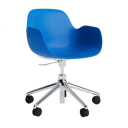 Normann Copenhagen Form Armchair Swivel - 5 Wheel - Gas Lift - Aluminium Legs Shell Colour: Bright Blue, Leg Colour: Aluminium - thumbnail 1