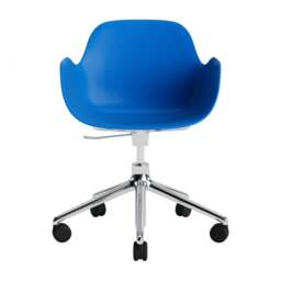 Normann Copenhagen Form Armchair Swivel - 5 Wheel - Gas Lift - Aluminium Legs Shell Colour: Bright Blue, Leg Colour: Aluminium - thumbnail 2