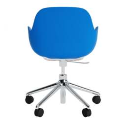 Normann Copenhagen Form Armchair Swivel - 5 Wheel - Gas Lift - Aluminium Legs Shell Colour: Bright Blue, Leg Colour: Aluminium - thumbnail 4
