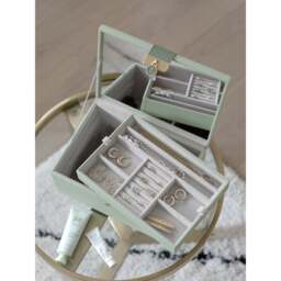 Stackers Luxury Classic Faux Leather Jewellery Box - Sage Green Colour: Sage Green - thumbnail 6