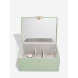 Stackers Luxury Classic Faux Leather Jewellery Box - Sage Green Colour: Sage Green - thumbnail 2