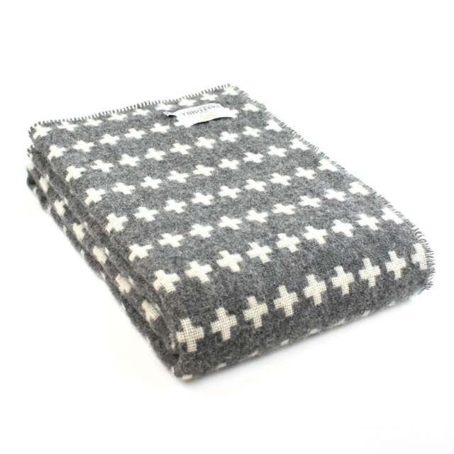 Tweedmill Textiles Pure New Wool Cross Throw - Charcoal Grey - 200 x 140 cm - image 1