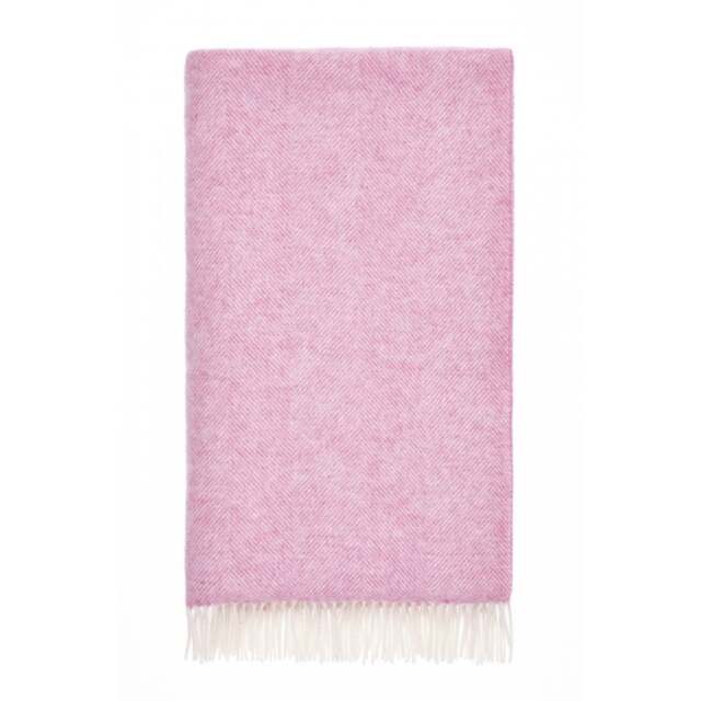 Bronte By Moon Pure Wool Herringbone Throw - Pale Pink