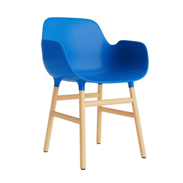 Normann Copenhagen Form Armchair - Bright Blue - Oak Legs Shell Colour: Bright Blue, Leg Colour: Oak - image 1