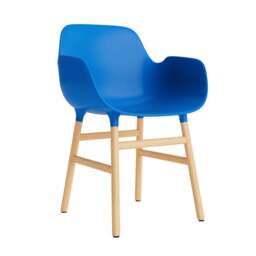 Normann Copenhagen Form Armchair - Bright Blue - Oak Legs Shell Colour: Bright Blue, Leg Colour: Oak