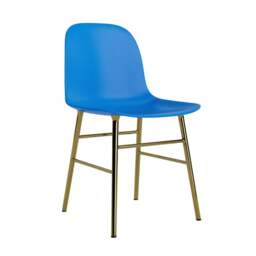 Normann Copenhagen Form Chair - Bright Blue - Brass Legs Shell Colour: Bright Blue, Leg Colour: Brass - thumbnail 1