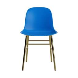 Normann Copenhagen Form Chair - Bright Blue - Brass Legs Shell Colour: Bright Blue, Leg Colour: Brass - thumbnail 2
