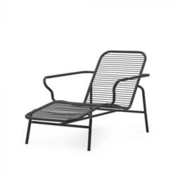 Normann Copenhagen Vig Outdoor Chaise Longue - Black Powder-coated Steel - thumbnail 1