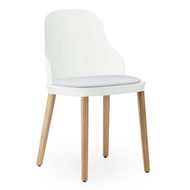 Normann Copenhagen Allez Chair - White - Lacquered Oak Legs - White/Canvas SJA 3705 Outdoor Upholstered Seat Colour: White, Leg Colour: Lacquered Oak, - image 1