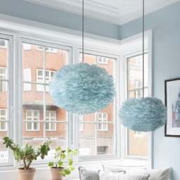 Umage Eos Feather Pendant Shade - Light Blue - Mini - 35cm with Black Rosette Cord Set With or Without Cord Set: With Black Rosette Cord Set