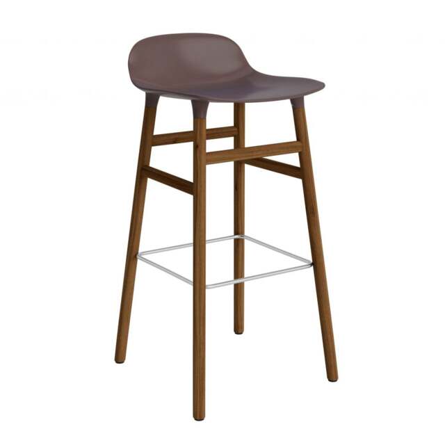 Normann Copenhagen Form Barstool - Wood - 75cm - Brown - Walnut Legs Shell Colour: Brown, Leg Colour: Walnut - image 1
