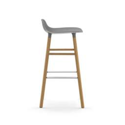 Normann Copenhagen Form Barstool - Wood - 75cm - Grey - Oak Legs Shell Colour: Grey, Leg Colour: Oak - thumbnail 3