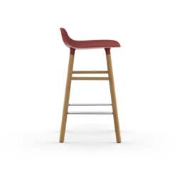 Normann Copenhagen Form Barstool - Wood - 65cm - Red - Oak Legs Shell Colour: Red, Leg Colour: Oak - thumbnail 3