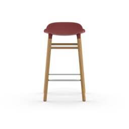 Normann Copenhagen Form Barstool - Wood - 65cm - Red - Oak Legs Shell Colour: Red, Leg Colour: Oak - thumbnail 4