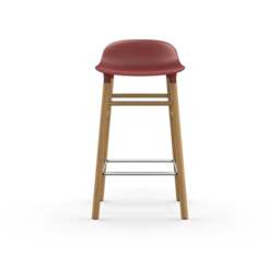 Normann Copenhagen Form Barstool - Wood - 65cm - Red - Oak Legs Shell Colour: Red, Leg Colour: Oak - thumbnail 2