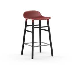 Normann Copenhagen Form Barstool - Wood - 65cm - Red - Black Oak Legs Shell Colour: Red, Leg Colour: Black Oak - thumbnail 1