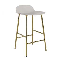 Normann Copenhagen Form Barstool - 65cm - Warm Grey - Brass Legs Shell Colour: Warm Grey, Leg Colour: Brass - thumbnail 1