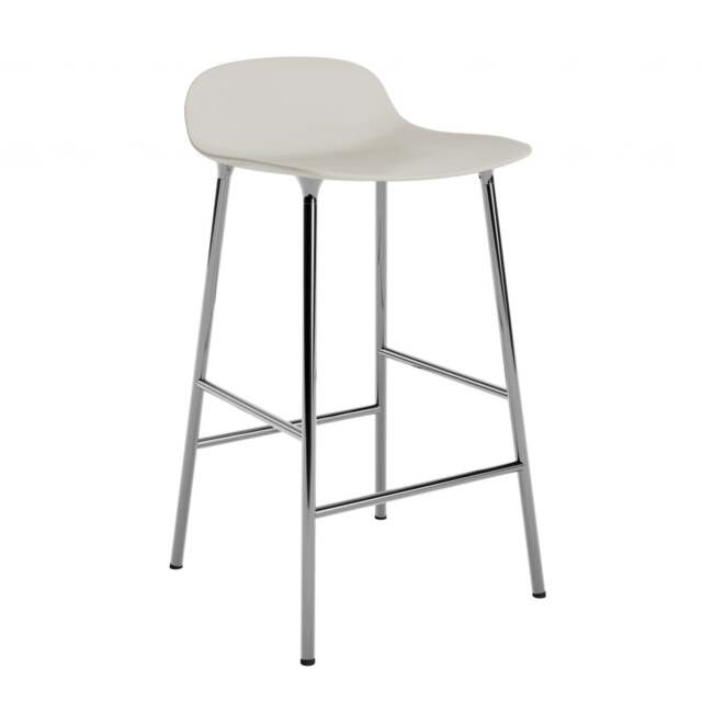 Normann Copenhagen Form Barstool - 65cm - Light Grey - Chrome Legs Shell Colour: Light Grey, Leg Colour: Chrome - image 1