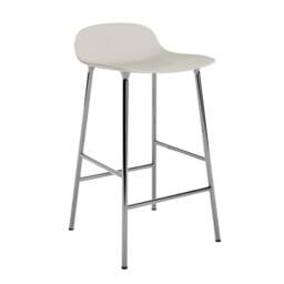Normann Copenhagen Form Barstool - 65cm - Light Grey - Chrome Legs Shell Colour: Light Grey, Leg Colour: Chrome - thumbnail 1