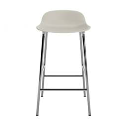 Normann Copenhagen Form Barstool - 65cm - Light Grey - Chrome Legs Shell Colour: Light Grey, Leg Colour: Chrome - thumbnail 2