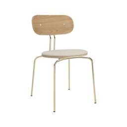 Umage Curious Dining Chair - Oak - Brass Legs - White Sands Cushion Leg Colour: Brass Legs, Colour: White Sands - thumbnail 1