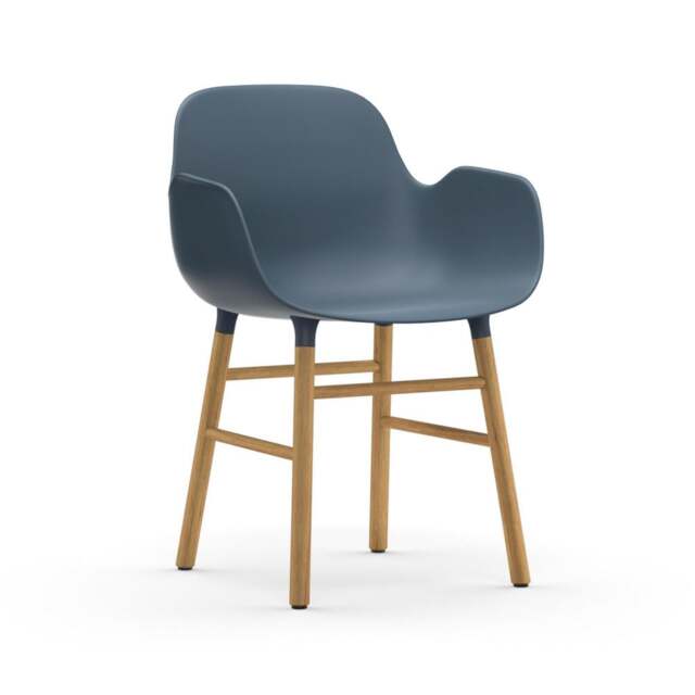 Normann Copenhagen Form Armchair - Blue - Oak Legs Shell Colour: Blue, Leg Colour: Oak - image 1