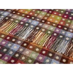 Bronte By Moon Multi Spot Check Merino Lambswool Throw - Beige - thumbnail 3