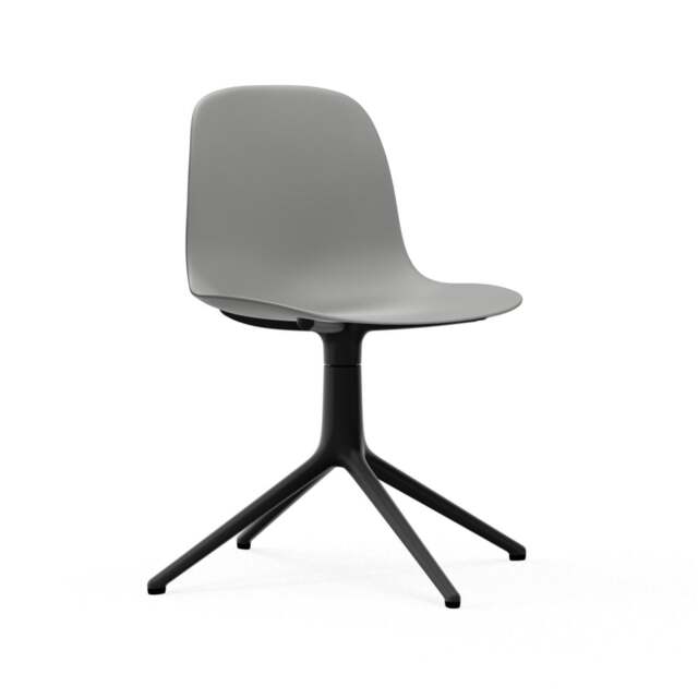 Normann Copenhagen Form Chair Swivel - 4 Leg - Grey - Black Legs Shell Colour: Grey, Leg Colour: Black - image 1