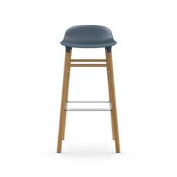 Normann Copenhagen Form Barstool - Wood - 75cm - Blue - Oak Legs Shell Colour: Blue, Leg Colour: Oak - thumbnail 2