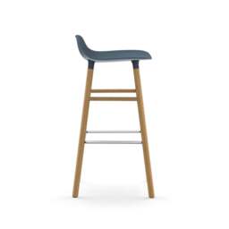 Normann Copenhagen Form Barstool - Wood - 75cm - Blue - Oak Legs Shell Colour: Blue, Leg Colour: Oak - thumbnail 3
