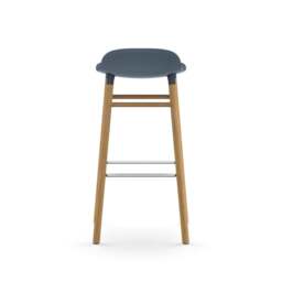 Normann Copenhagen Form Barstool - Wood - 75cm - Blue - Oak Legs Shell Colour: Blue, Leg Colour: Oak - thumbnail 4